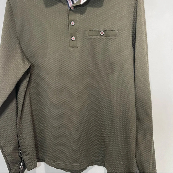 Ted Baker Long Sleeve Green Navy Polo shirt Deluxe size 6 - Picture 7 of 16